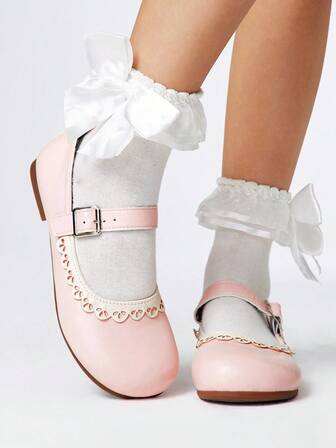 Kawaii Women's Brown Loafers, Closed Toe Mary Jane Shoes, Bow Lace Lolita Ballet Flats