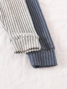 4pcs/Set Young Boy Comfortable Soft Gray & Blue Long Sleeve Top And Pants Pajama Set, Spring/Autumn/Winter Fall - Multicolor - View 6