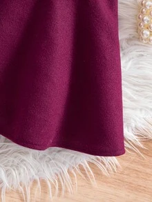 SHEIN 两件套女童优雅紫色无袖连衣裙外套套装，秋冬季 - 中紫紅色 - 查看 10