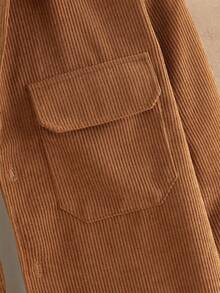 HIMLAND 2pcs/Set Men's Casual Corduroy Long Sleeve Slim Fit Shirt And Drawstring Waist Straight Leg Pants Set, Earthy Clothes Outfit, Linen Two Piece Set, Fall