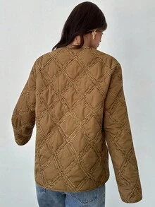 Firerie Jachetă elegantă jacquard ușoară pentru femei, colecție nouă de toamnă - Maro ruginiu - Vizualizare 13