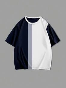 Manfinity Homme Maglietta casual a blocchi di colore, taglia comoda, per uomo, estiva