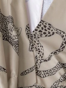 GlowEve 女士优雅 V 领交叉领结豹纹动物印花长袖中长连衣裙，通勤、度假和四季皆宜 - 彩色 - 查看 6