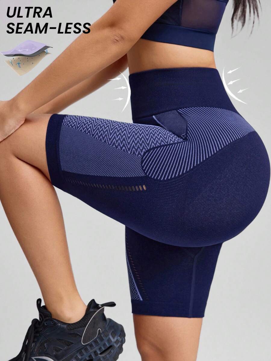 Innovista 无缝运动健身短裤 骑行高腰日常休闲瑜伽普拉提高强度间歇训练紧身裤 秋季塑形运动服 柔软舒适 功能性网眼透气压缩防蹲无缝提臀裤 臀部收紧 有氧运动 骑行 交叉训练 跑步 网球 排球 桨板运动 户外运动 健康 - 藍色 - 查看 1