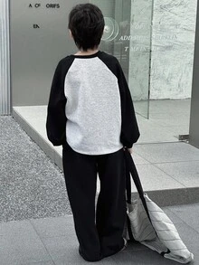 DAZY 2pcs Tween Boys Casual Long Sleeve Sweatshirt And Loose Pants Set Fall - Black - View 5