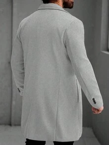 Manfinity Mode Abrigo informal de manga larga con botones de unicolor para hombres, otoño e invierno - Gris Claro - Ver 2