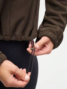 Eassivo Eassivo 女式纯色休闲长袖套头衫 - 棕色 - 查看 5