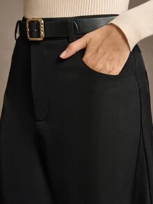 MOTF PREMIUM SEAM FRONT WIDE LEG SUIT PANTS - Black - View 4