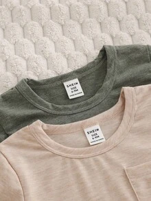 2pcs/Set Toddler Boys' Solid Color Cotton Crew Neck Long Sleeve Top And Pants Casual Pajamas, Autumn/Winter Fall - Multicolor - View 6