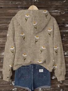 SHEIN LUNE Felpa vintage con stampa floreale casual da donna taglie forti, adatta per autunno/inverno, vintage autunnale