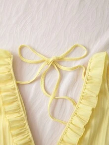INAWLY Women's Ruffle Strap Minimalist Casual Mini Dress, Light Yellow, Suitable For Summer Vacation - Multicolor - View 3