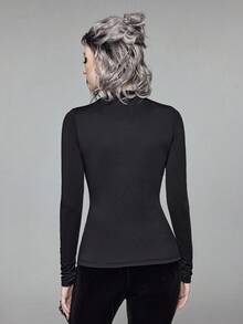 ROMWE Gothic Cross Hollow Embroidered Sleeveless Top For Women - Black - View 3