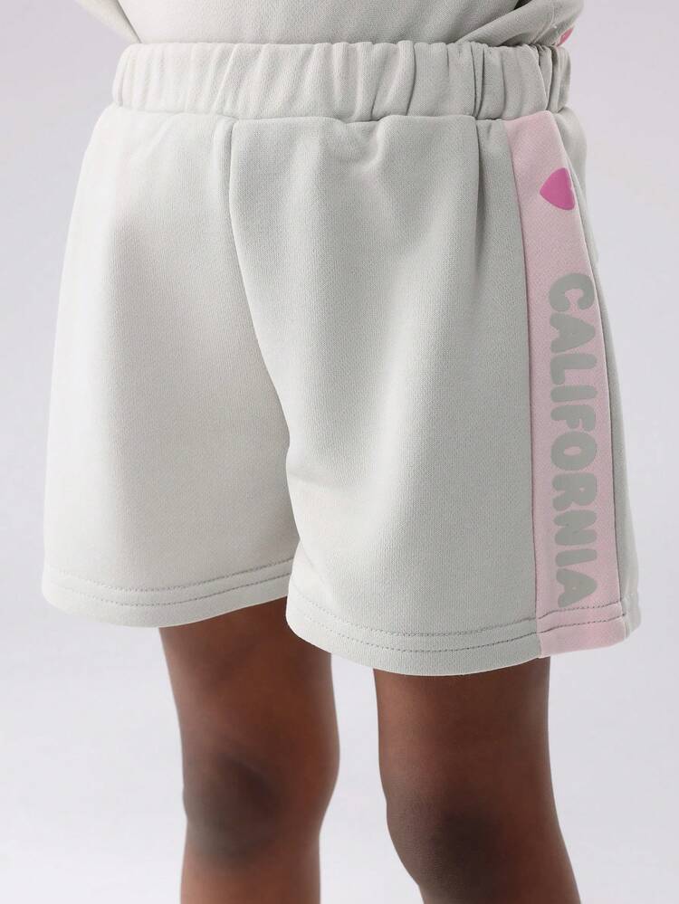 Oversized Hoodie And Shorts Set With Santa Monica Print