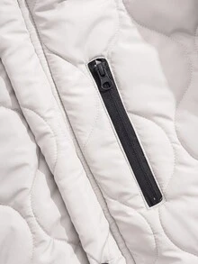 EURMUSE Men Special Stitch Good Quality High Neck Regular Winter Coat - White - View 5