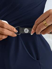 SHEIN 2pcs Maternity Casual Solid Asymmetric Top And Pants Set Pregnant Outfits Maternity Two Piece Sets Maternity Jumpsuits For Woman Pregnancy Clothes Maternity Clothes Two Piece Suits - Navy Blue - View 4