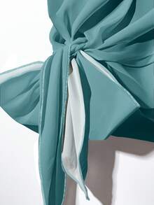 EMERY ROSE Bộ đồ hai mảnh màu xanh ngọc trơn tay cánh dơi thắt nút bên hông cỡ lớn dành cho nữ, trang phục cho mẹ cô dâu, trang phục dự tiệc thanh lịch dành cho phụ nữ, phụ nữ - Màu xanh ngọc - Xem 5