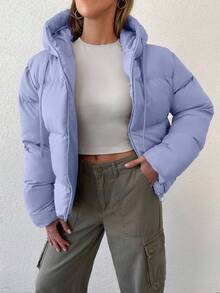 EURMUSE Zip Up Drawstring Hooded Puffer Coat