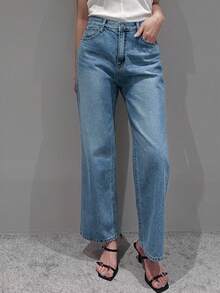 DAZY Light Wash Blue Slim Straight Ankle Length Jeans, All Season - Dark Wash - View 5