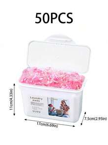 SHEIN 50 piezas/Set Perlas de detergente para ropa con aroma a flor de cerezo 3 en 1 - Líquido concentrado para lavandería, suavizante de telas y perlas antiestáticas para lavandería
