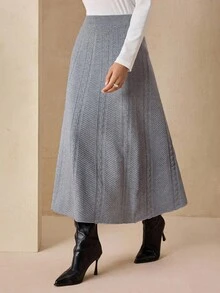 Graceveil 女式优雅花卉图案针织裙 - 灰色 - 查看 2