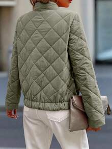 EMERY ROSE 女式绗缝纯色长袖拉链休闲棒球夹克，秋冬