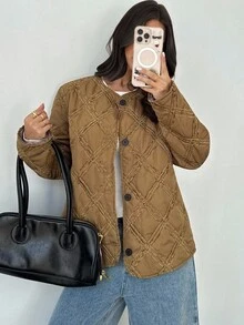 Firerie Jachetă elegantă jacquard ușoară pentru femei, colecție nouă de toamnă - Maro ruginiu - Vizualizare 11