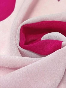 INAWLY 女士几何印花灯笼袖单排扣时尚衬衫 - 玫紅色 - 查看 5