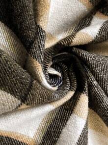 SHEIN LUNE Women's Casual Long Sleeve Plaid Shirt-Style Coat Flannel Jacket Women Plaid Shirt Jacket Women Fall Jackets Women Women Plaid Shirts Plaid Shacket Flannels For Women Plaid Button Up Plaid Shirt Women Fall Women Clothes Women Plaid Coat - Black - View 8