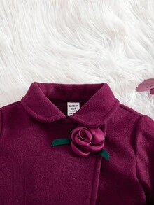 SHEIN 两件套女童优雅紫色无袖连衣裙外套套装，秋冬季 - 中紫紅色 - 查看 5