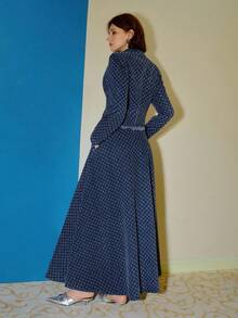 MOTF PREMIUM 提花毛边牛仔夹克和牛仔裙套装，秋冬 - 藍色 - 查看 3