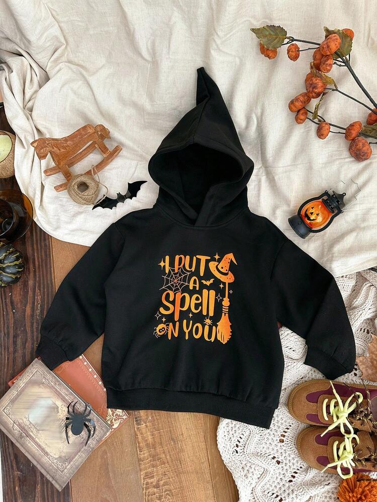 Young Boy Casual Loose Fit Graphic Print Fleece Sweatshirt, Autumn, Winter Sweatshirt