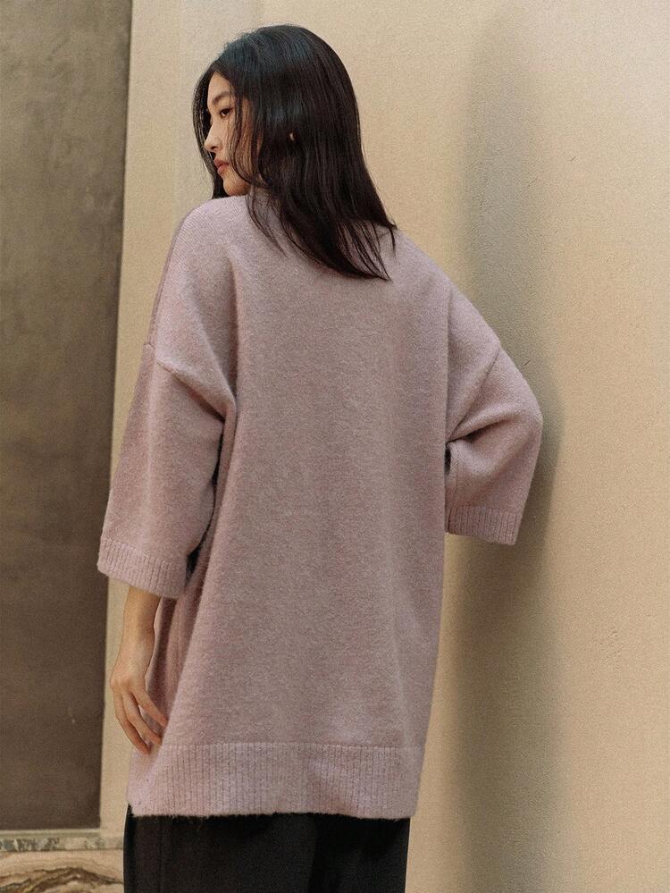 Women's Casual Solid Color Drop Shoulder Loose Knit Sweater, Autumn/Winter