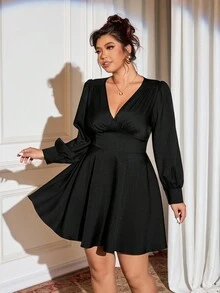Elenzga Christmas Halloween Plus Size Dresses - Black - View 5