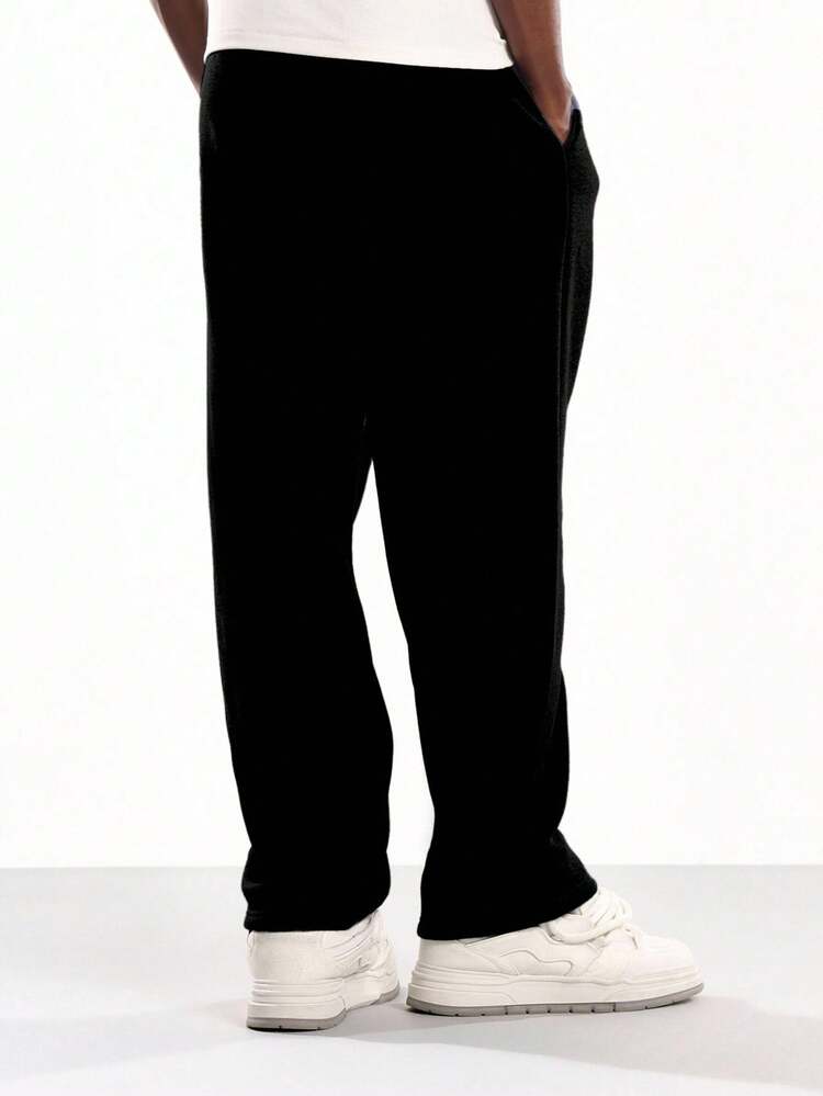 Wide Leg Sweatpants With Velvet Finish And Elasticated Waist
