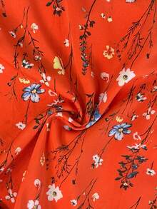 Franclia Đầm Maxi họa tiết hoa đơn giản cổ bẻ màu xanh dành cho nữ - Đỏ - Xem 6