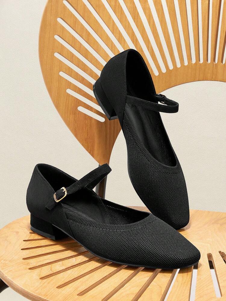 CUCCOO BASICS Bailarinas de estilo Mary Jane negras para mujer, con punta cuadrada, adecuadas para ir al trabajo, vacaciones, citas, compras y otras ocasiones