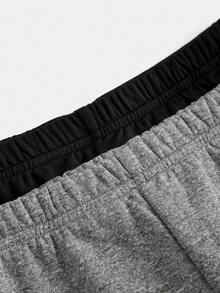 SHEIN Set de 2 piezas de pantalones acampanados con cintura de cordón y estampado de letras y lazos, en negro y gris, para niñas, para otoño/invierno - Multicolor - Ver 3