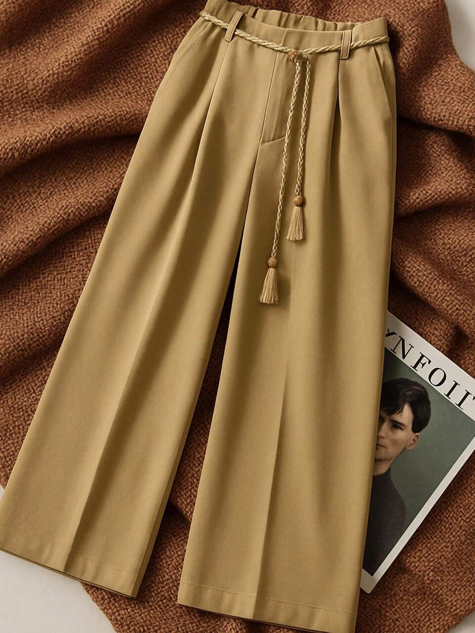Solid Color Linen High Waist Loose Casual Fashionable Suit Pants For Summer In Fall/Winter