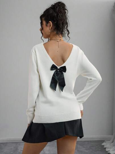 Momance 优雅蝴蝶结装饰孕妇毛衣，秋冬