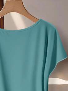 EMERY ROSE Bộ đồ hai mảnh màu xanh ngọc trơn tay cánh dơi thắt nút bên hông cỡ lớn dành cho nữ, trang phục cho mẹ cô dâu, trang phục dự tiệc thanh lịch dành cho phụ nữ, phụ nữ - Màu xanh ngọc - Xem 4