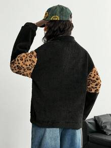 Teen Girl Contrast Color Block Loose Fit Half-Zip Raglan Jacket Fall Winter - Multicolor - View 2