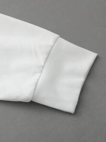 ROMWE MEN Street Life 男士圆领长袖创意图案印花时尚街头套头衫，秋季 - 白色 - 查看 3