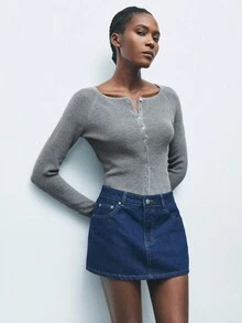 Maija Grey Round Neck Cardigan Long Sleeve Fitted Cropped Women Knit Top Winter Clothes For Women New Year Christmas Sweater Halloween Costume Women Christmas Sweater Cozy Fall And Winter Clothes For Women Maija Fall Winter 2025 Women Stylish Clothing Collection