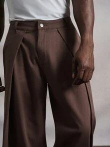 Manfinity Roghcode Manfinity Streetrush Lässige Distressed-Denimhose mit weitem Bein, entspannter amerikanischer Stil, plissierte, lockere Passform, schmeichelhaft, vielseitig für den Alltag, Business Casual, Vintage, verwaschene Baggy für Distressed-Jeans - Braun - Übersicht 6