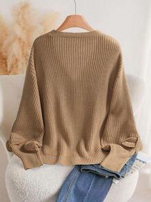 Franclia Áo khoác cardigan cổ chữ V đơn giản, thoải mái, thời trang mùa thu, rộng rãi, đa năng với họa tiết hoa 3D, phù hợp cho mùa thu/đông - Lạc đà - Xem 2