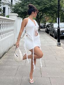 NegzBox Mini falda ajustada de doble capa de malla transparente - Blanco - Ver 5