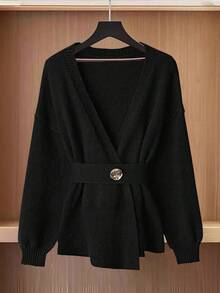 GlowEve Women's Fashionable Elegant Solid Color Wrap Cardigan