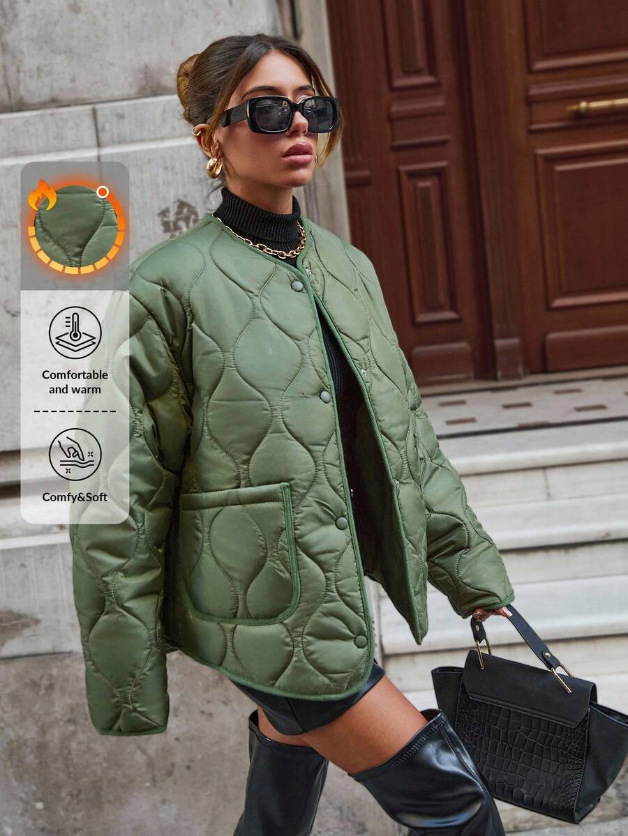 EURMUSE RueChic Frenchy 绗缝双口袋时尚冬季外套