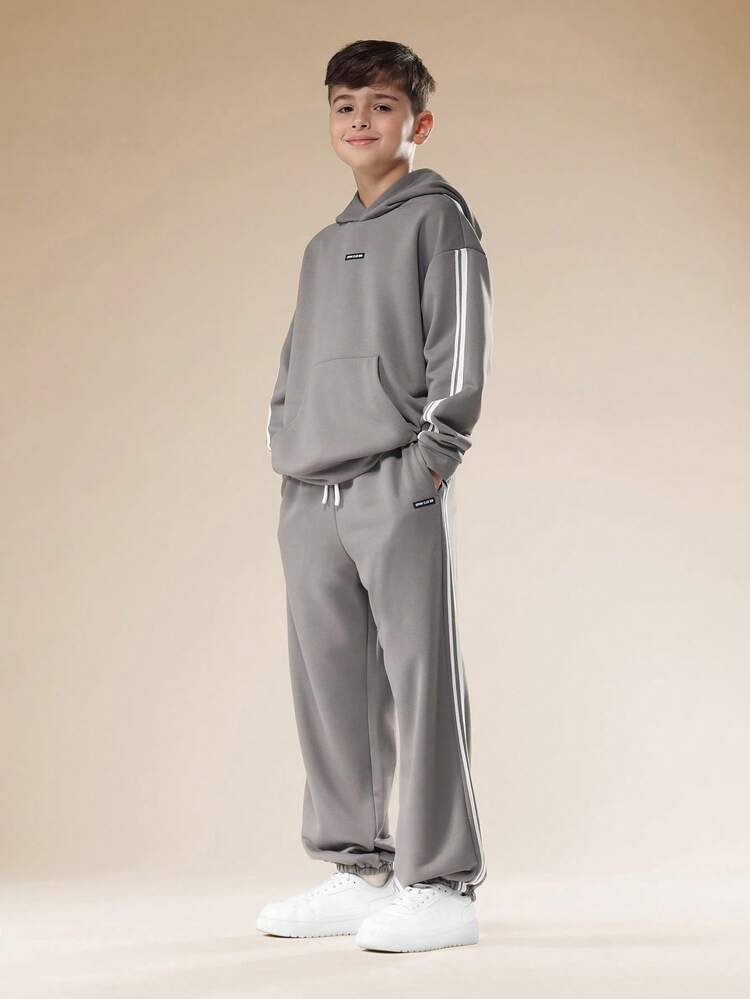 Hooded Sweatshirt And Joggers With Side Stripes