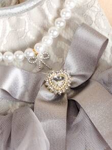 PETSIN 1pc Cat And Dog Universal Pet Dress Princess Style, With Pearl Necklace Gray Fluffy Gauze Skirt, Spring And Autumn Dog Clothes - Grey - View 6